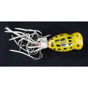 Fred Arbogast Hula Popper 1/4 oz Yellow Frog Vintage Topwater Fishing Lure Box